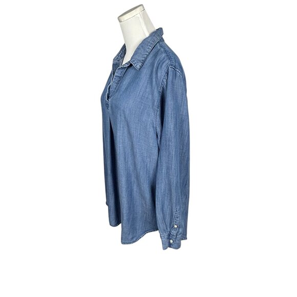 Banana Republic Shirt Womens XL Chambray Boyfriend Fit Button Back Pullover Blue - Picture 2 of 13